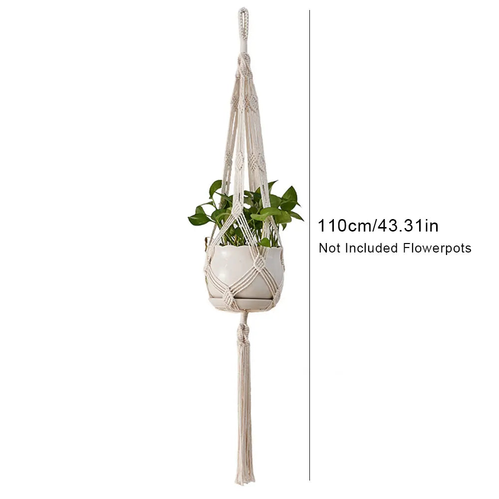 Gardening Green Plant Hanging Basket Cotton Rope Hanger Flower Pot Handmade Macrame Pots Pocket Wall Boho Courtyard Home Decor