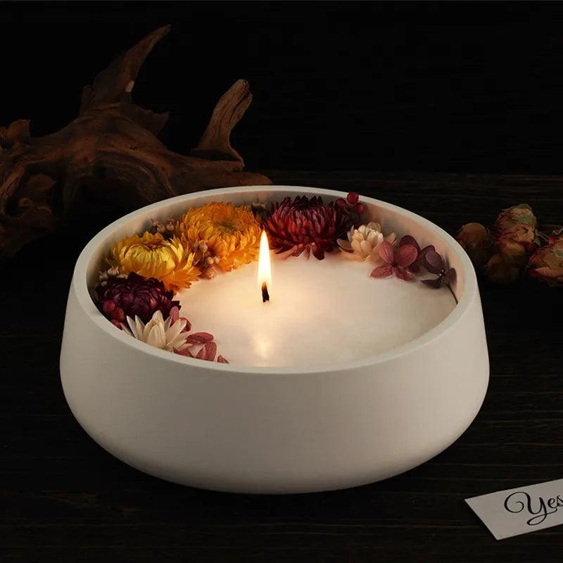 Concrete Candle Cup Silicone Mold DIY Gypsum Candle Bowl Cement Storage Tray Silicone Mold