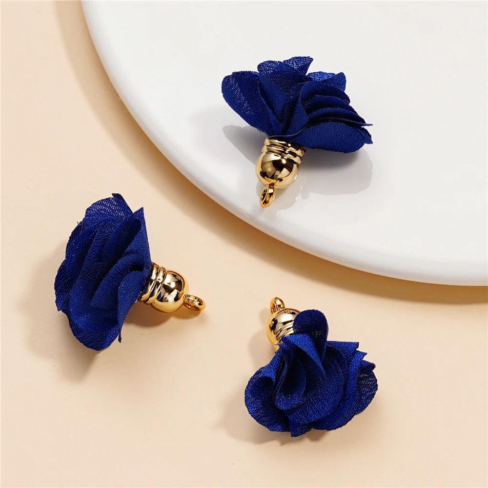 10Pcs/Lot Fabric Flower Tassel Pendants for Jewelry Making DIY Bracelet Earring Tassel Keychain Earring Making Accessories