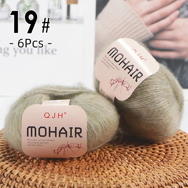 6PCS Soft Mohair Yarn Knitting Angora Yarn for DIY Projects Fluffy Lace Yarn for Sweaters Scarves and Shawls 25g Each