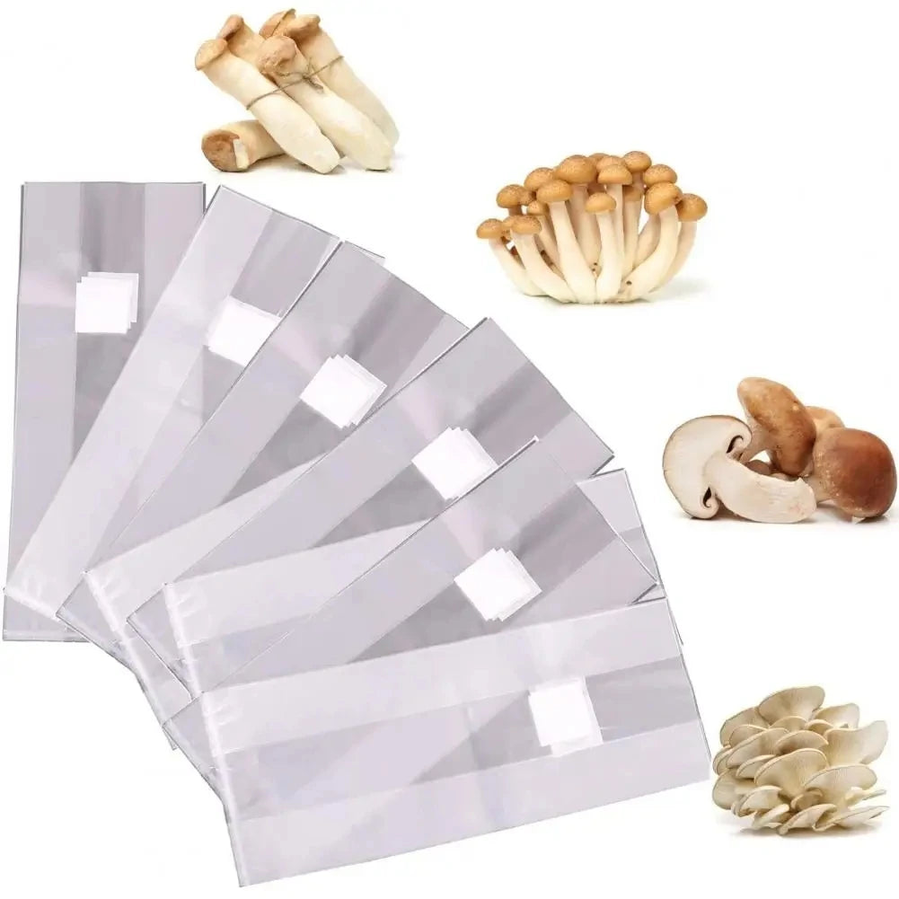 100Pcs 18X35CM PVC Mushroom Grow Bags Spawn Media Fungus Grow Substrate High Temp Pre Sealable Garden Supplies