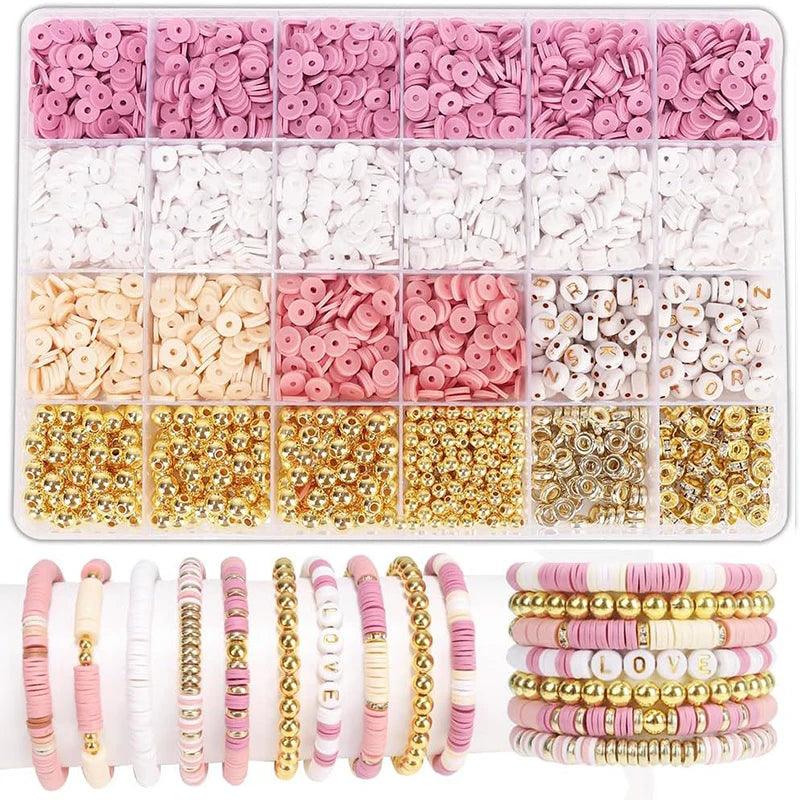 Style DIY Clay Beads Bracelet Making Kit Friendship Golden Letter Beads Kit for Jewelry Making Women Teen Girls Birthday Gift