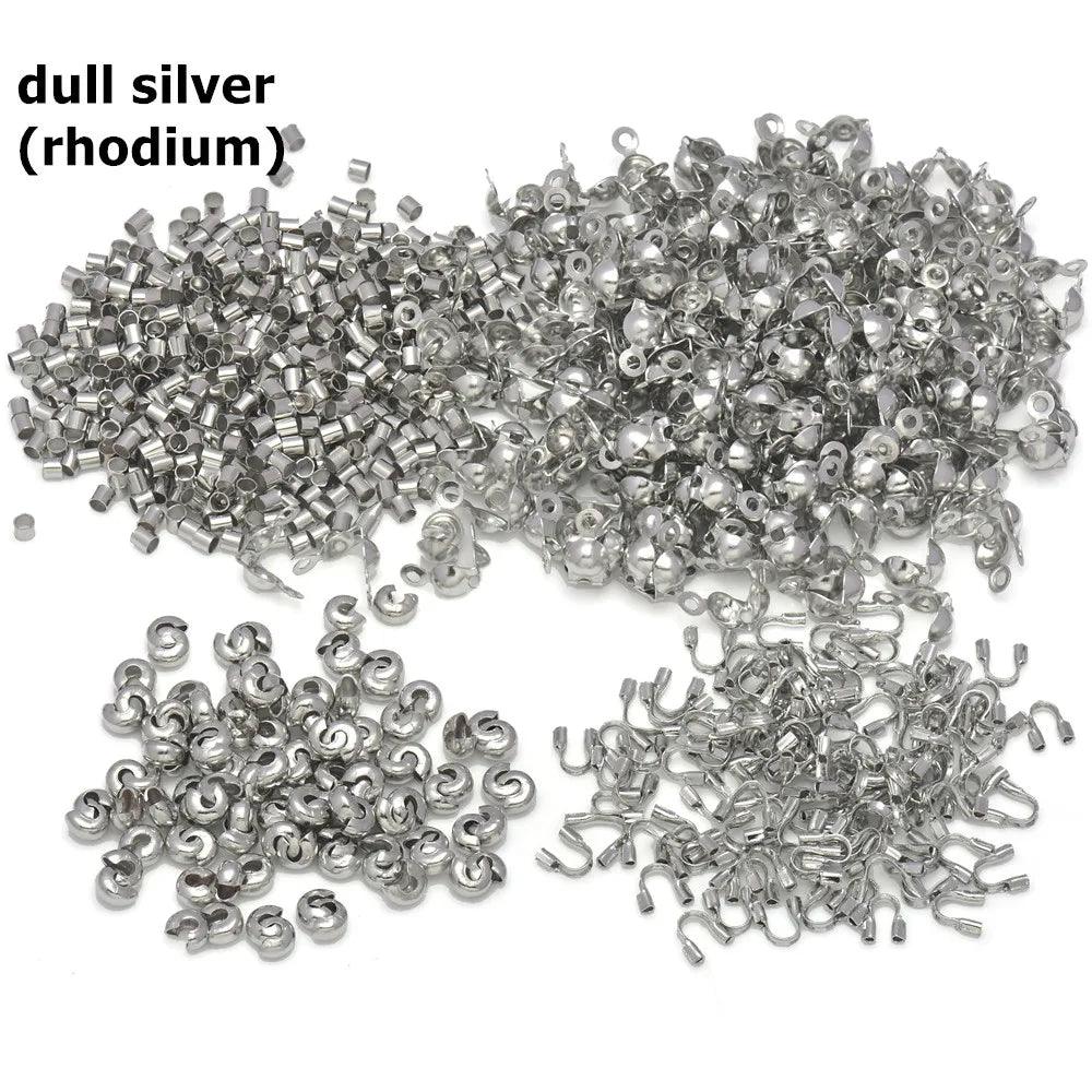 4Style Brass Tube Crimp Beads U Shape Wire Protector Tips Knot Cover Half Round Crimp Beads For Necklace Bracelet Jewelry Making