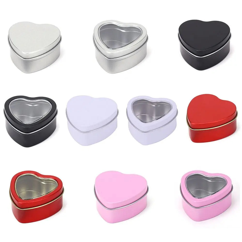 1pc Aluminum Tin Heart Shape Jar Tea Cans Cosmetic Container Refillable Bottles Metal Box Candle Jars Candy Packaging Box