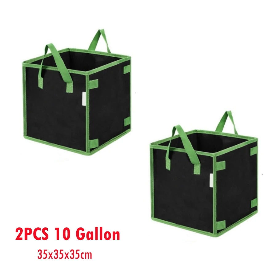 4/7/10 Gallon 2PCS Square Garden Plant Grow Bag Felt Potato Vegetable Flower Planter Pot Nowoven Eco-Friendly Growing Bags