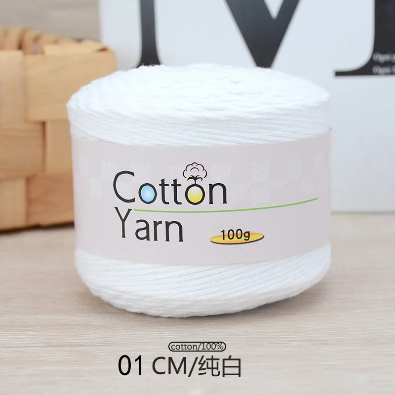 100g 100 Percent Cotton Hand Knitting Yarn Soft Crochet Yarn for Sweater Scarf Blanket Hat and Amigurumi