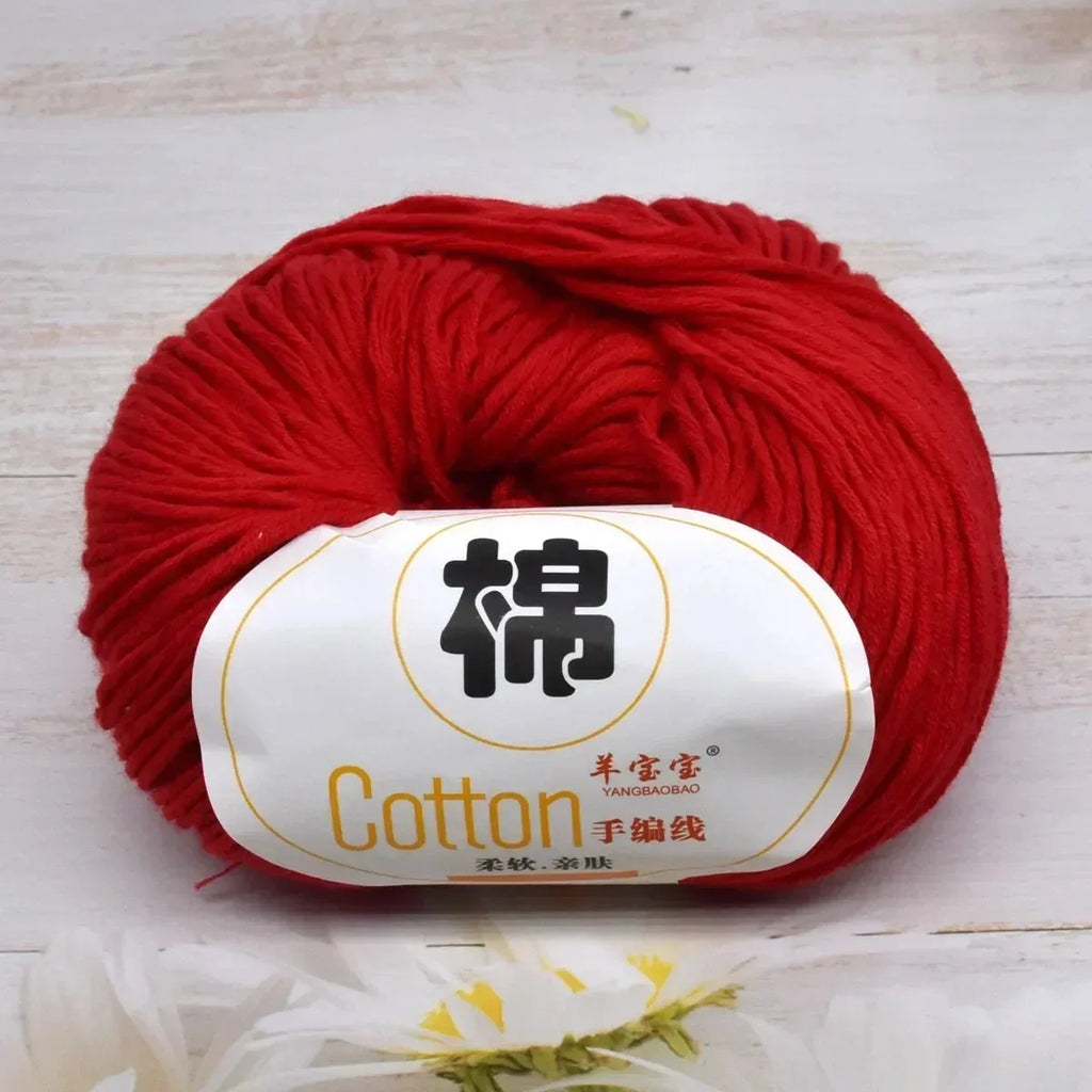 100 Percent Cotton Soft Combed Hand Knitting Crochet Yarn Natural Pure Color Thread 50g 125m