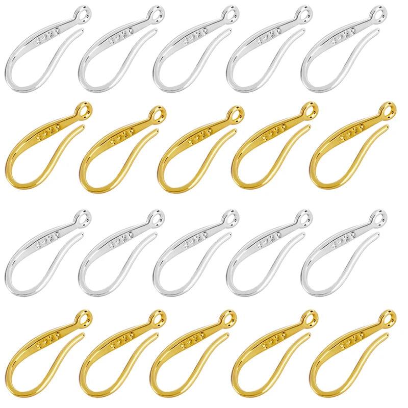 20PCS Fashion Jewelry Findings Genuine 925 Sterling Silver Earrings For Women Smooth Hook Ear For Design DIY Jewelry Making