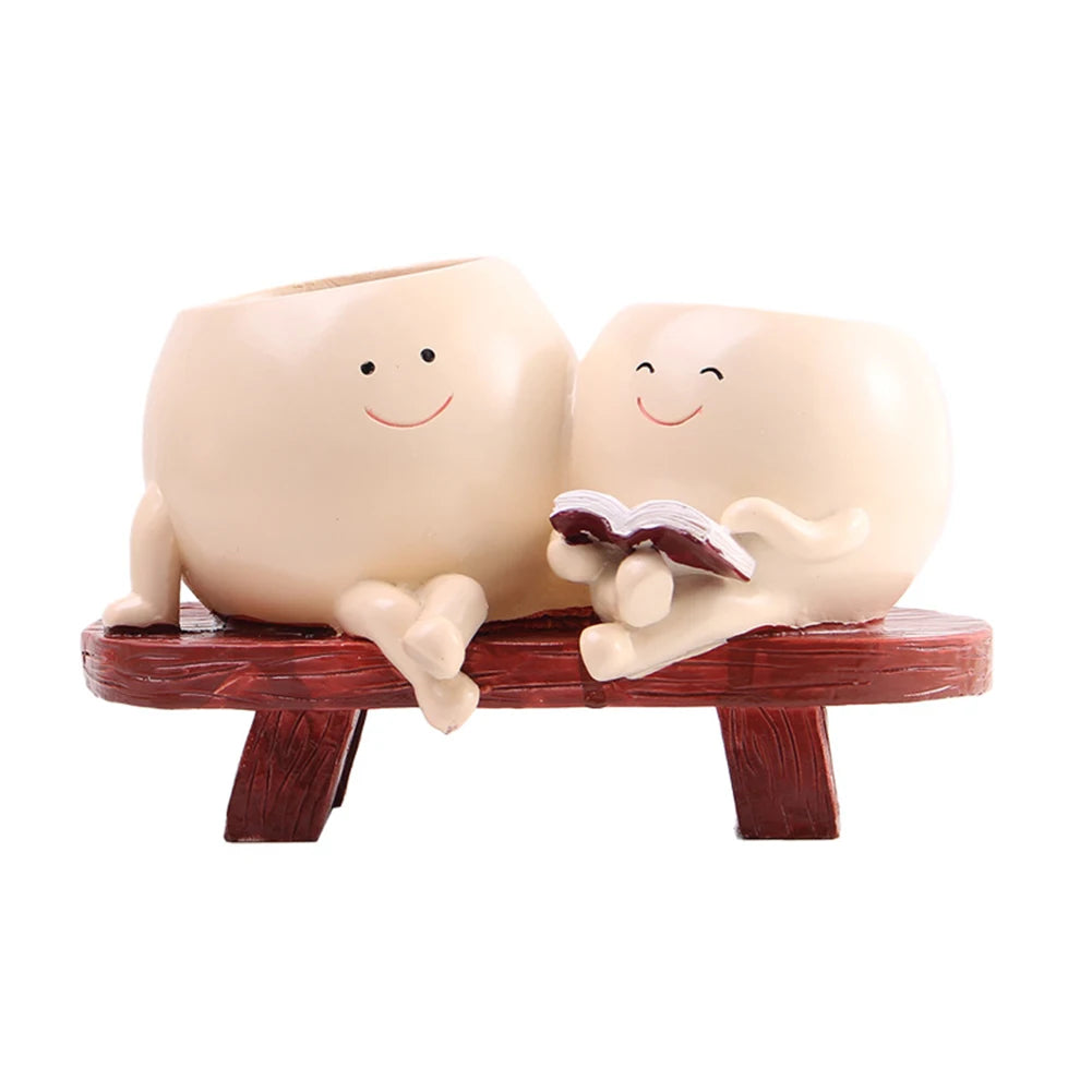 Chair/Swing Smile Face Planter Resin Hanging Cute Head Planters Creative Wall Hanging Head Planter Home Garden Patio Accessories