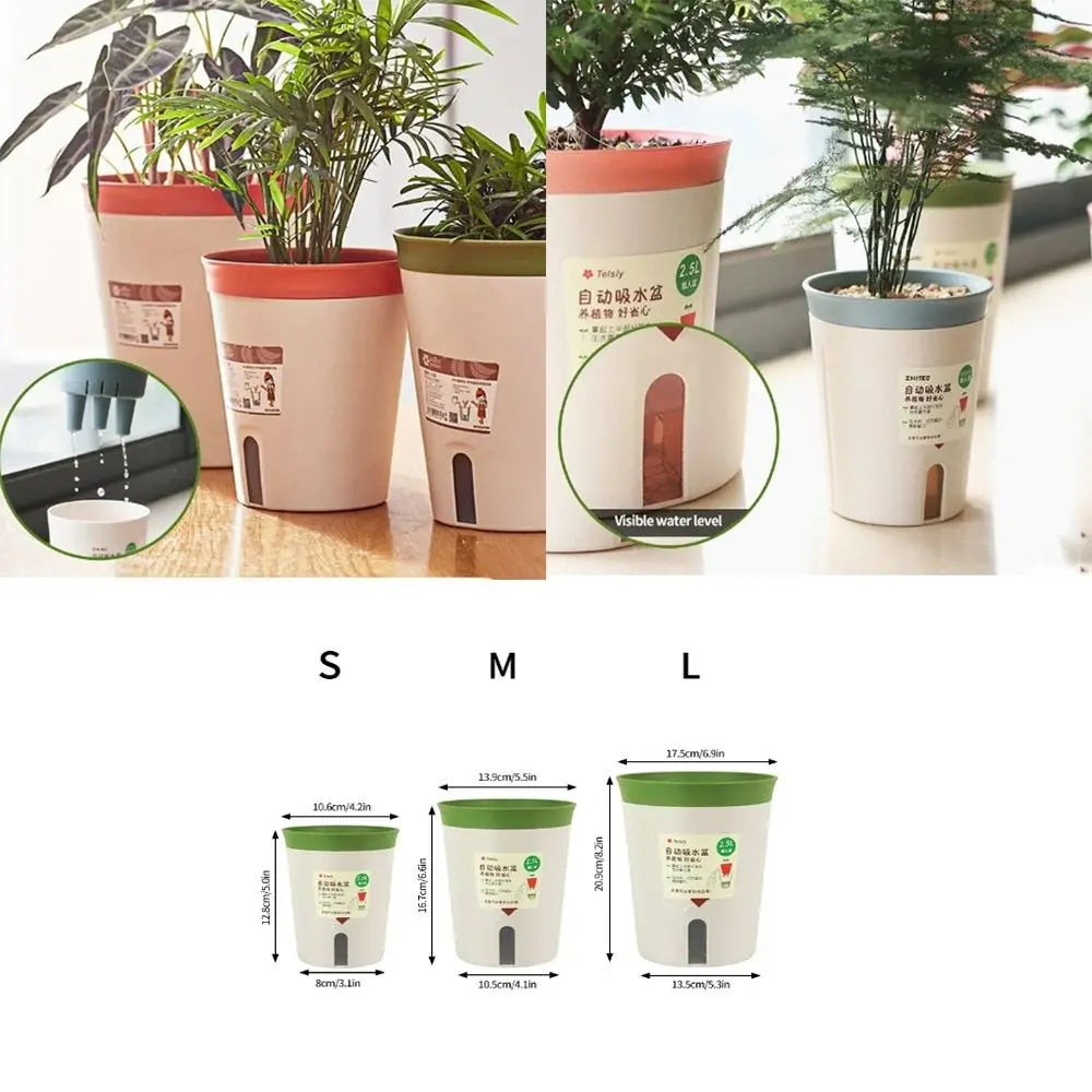 Lazy Hydroponic Flower Pot Water-Absorbing Flowerpot Succulent Plant Pot Plastic Self Watering Planter Living Room Office Decor