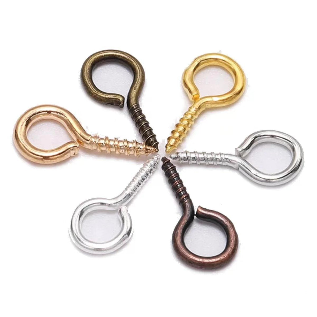 200PCS DIY Jewelry Findings Small Tiny Eyepins Hooks Eyelets Screw