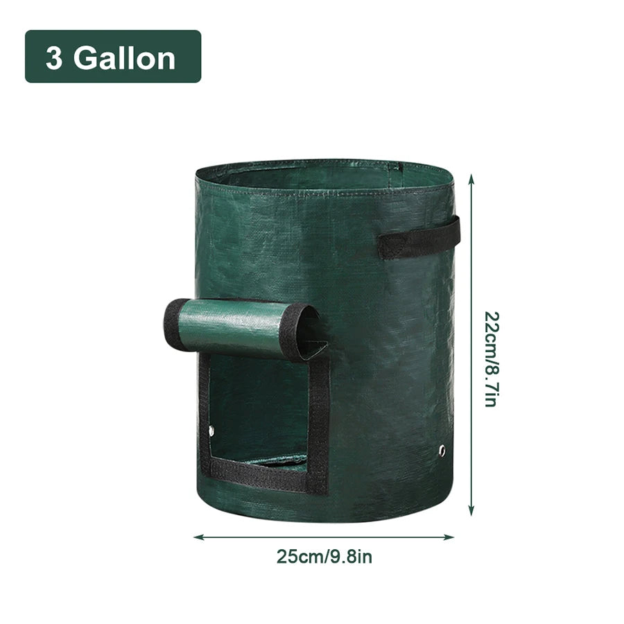 3pcs Plant Growing Bags Thickened PE Vegetable Grow Bags with Handle 3/5/7/10 Gallon Growing Bag Potato Onion Bag Outdoor Garden