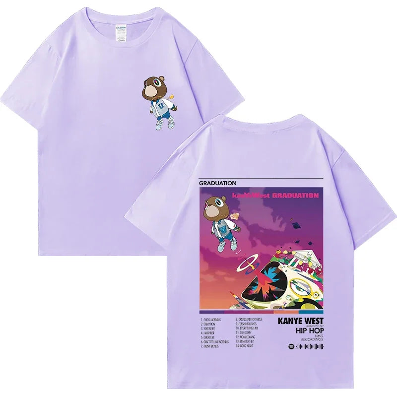 Kanye West Graduation Album Graphic T Shirt for Men and Women Hip Hop Streetwear Loose Fit Cotton Unisex Tee