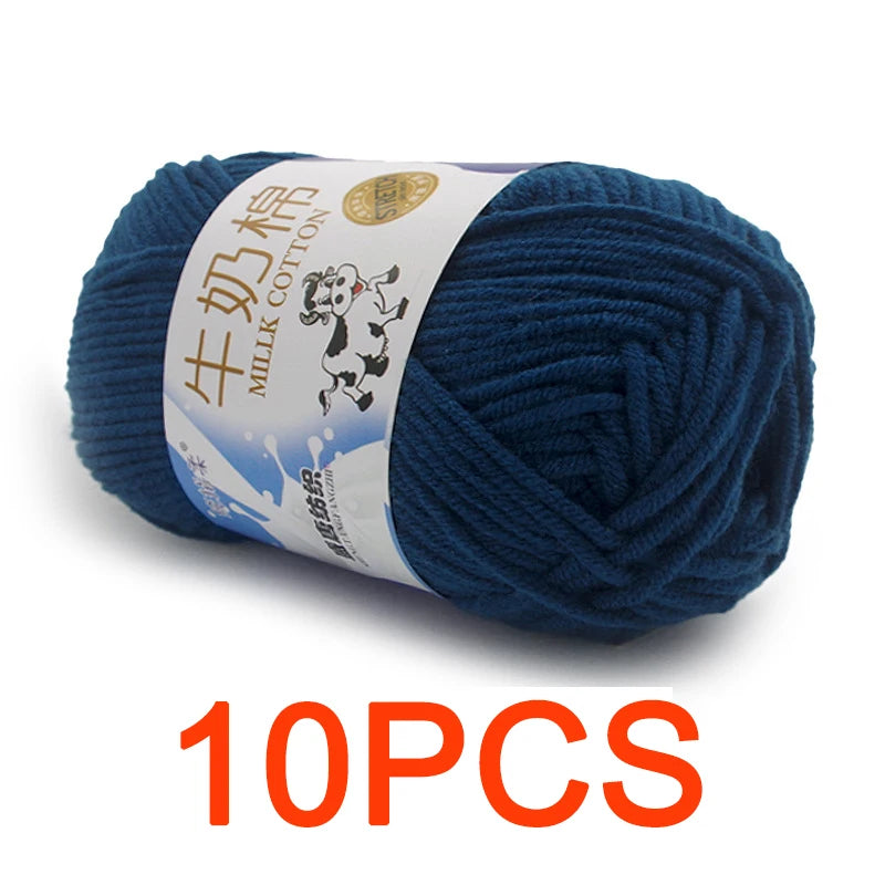 10 Pieces Milk Cotton Knitting Yarn Soft Warm Yarn for Hand Knitting and Crochet Projects