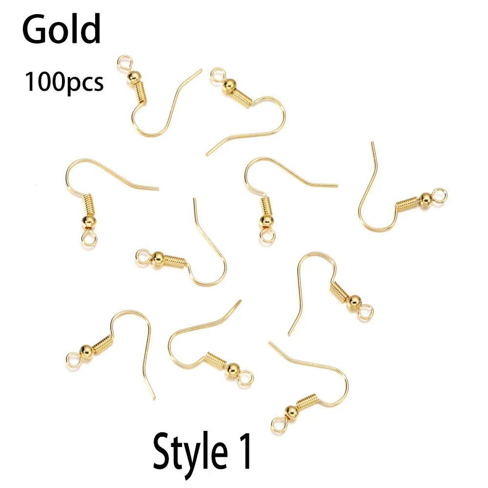 20-100pcs French Earrings Clasps Hooks Fittings DIY Jewelry Making Iron Hook Earwire Earring Findings Supplies