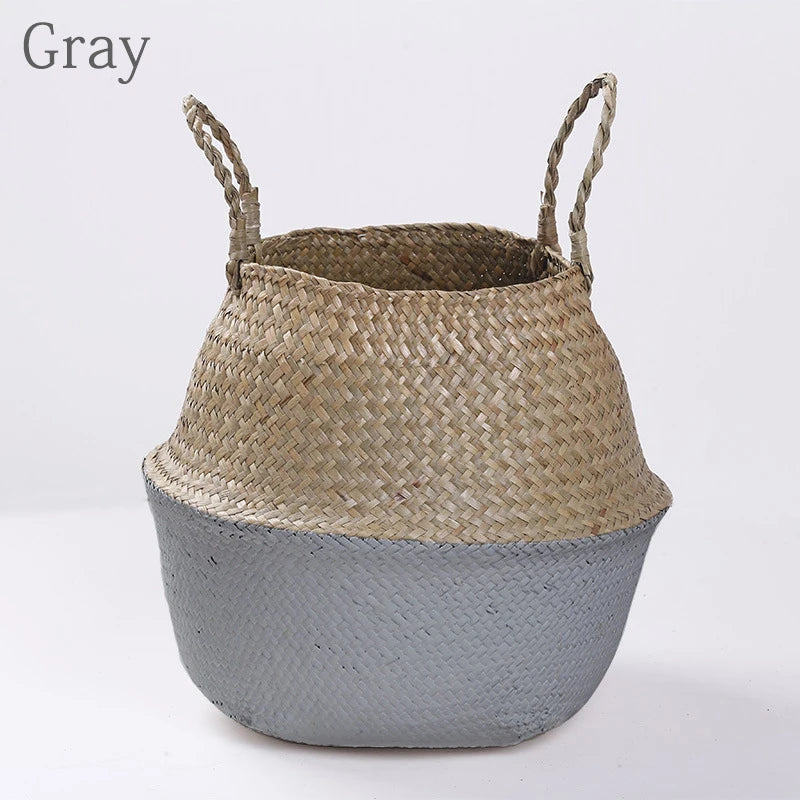 Straw Woven Flower Plant Pot Grass Planter Basket Indoor Outdoor Flower Pot Plant Containers Storage Basket