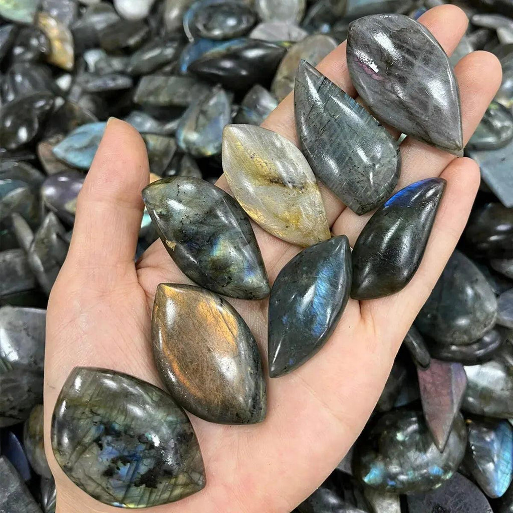 3 Styles Labradorite Palm Stone, Stone Shape Oval Smooth Polished Labradorite Stone, Jewelry Making Accessories