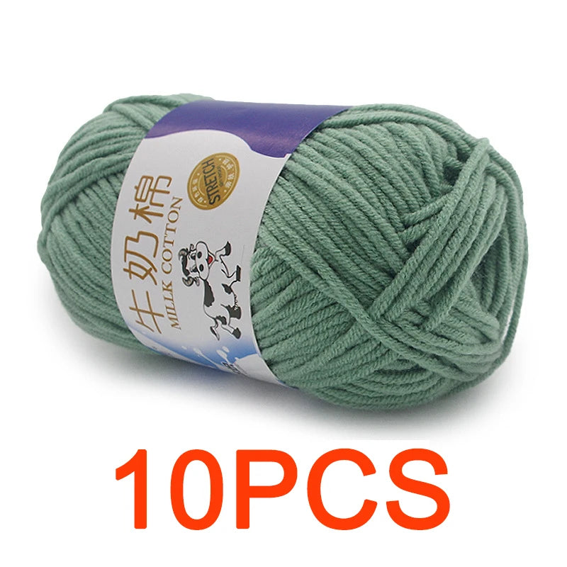 10 Pieces Milk Cotton Knitting Yarn Soft Warm Yarn for Hand Knitting and Crochet Projects