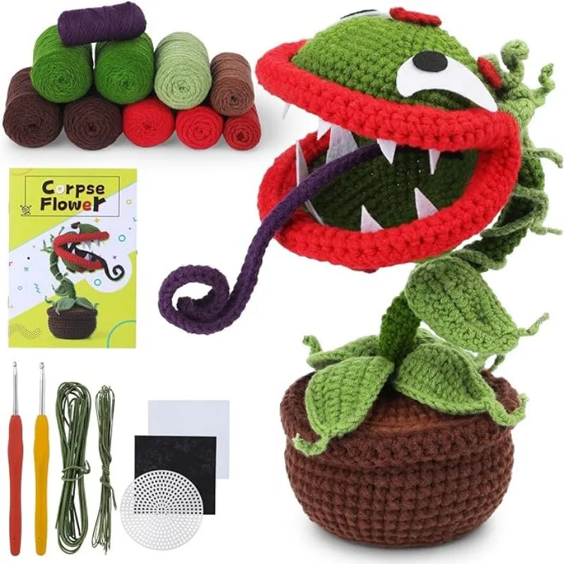 MIUSIE Creative Flower Crochet Kit With Yarn Hand Knitting Christmas Halloween DIY Craft Crochet Material Package With Tutorials