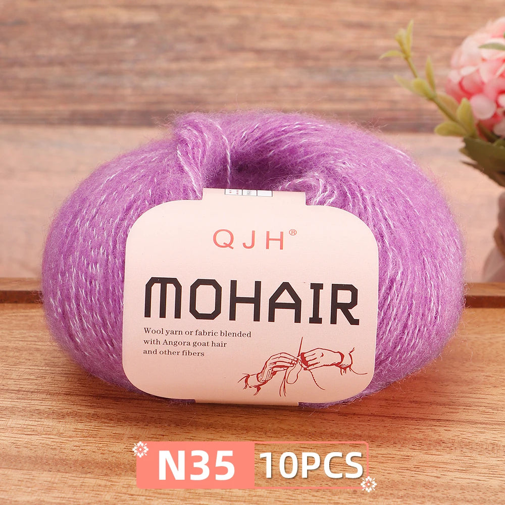 Soft Mohair Crochet Yarn Set 10 Pcs For DIY Knitting