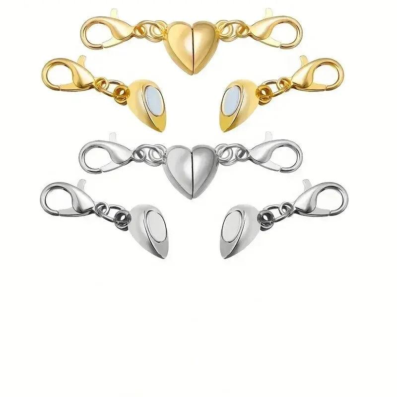 10 Pairs Zinc Alloy Heart-shaped Magnet Connector Clasp End Connector Round Magnetic Charms For Making Jewelry Clasps Couple