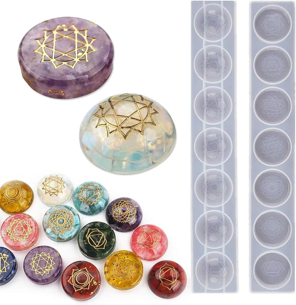 DIY Epoxy Resin Mold Seven Chakras Semicircle Hemisphere Round Mirror Silicone Mold For Resin