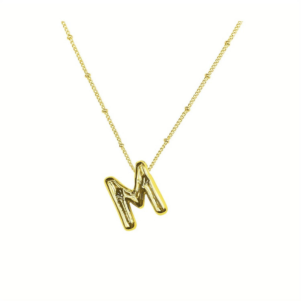 Delicate Bubble Letter Pendant Accessories Temperament Fashionable 26 English Letter Initials Pendant Necklace for Womens