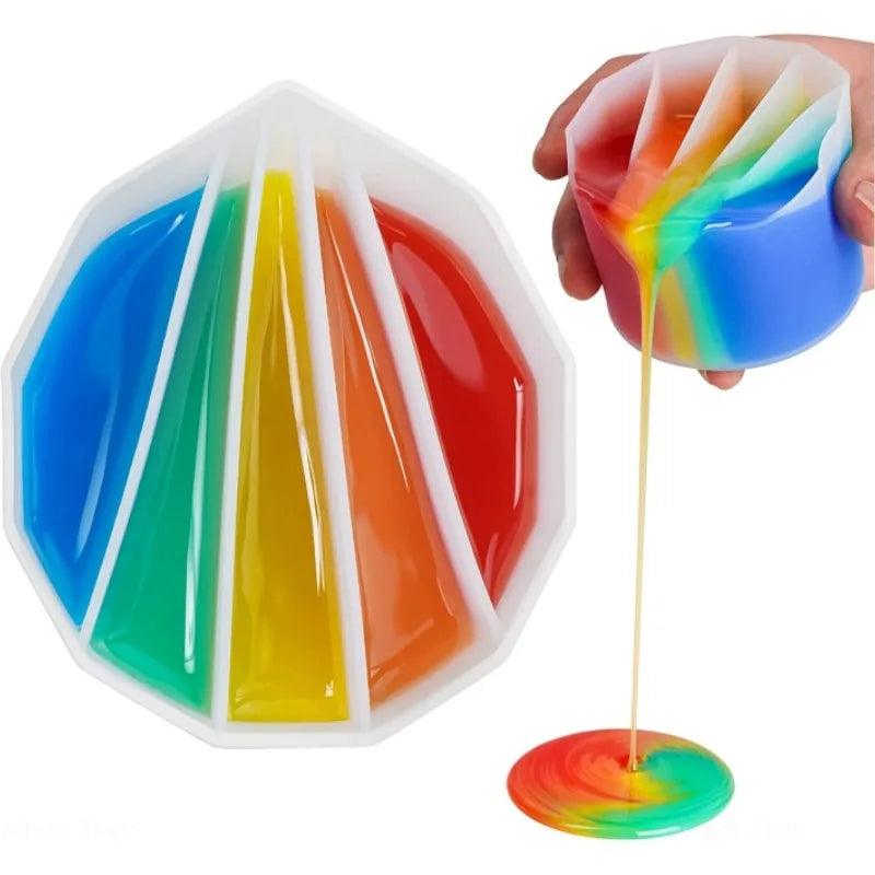 Round Silicone Split Pouring Cups for Fluid Art Reusable, Multi-Color Acrylic & Resin Paint Guide
