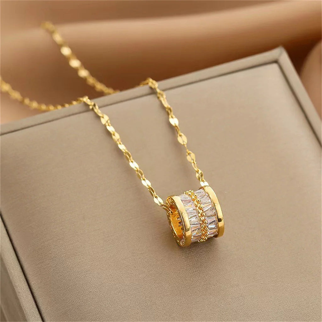 316L Stainless Steel Letter wAVE Leaf Chain Pendant  Chains Choker Necklace for Women Wedding Accessories