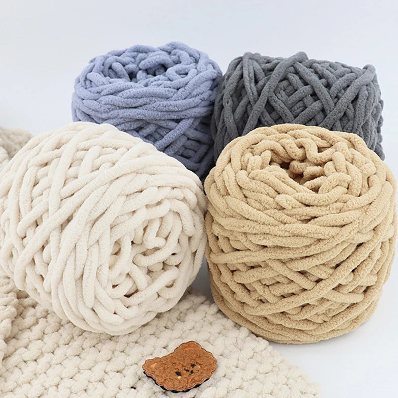 1PCS Soft Polyester Woven Thread Bulky Roving Blanket Knitted Ice Thread Thick Thread Hand Woven Bag DIY Scarf Slipper Thread