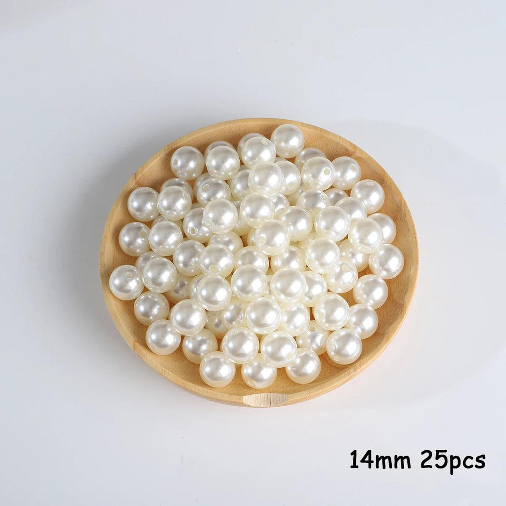3-20mm 10-1000pcs straight hole ABS imitation pearl beige white bracelet with round beads for DIY craft jewelry making products