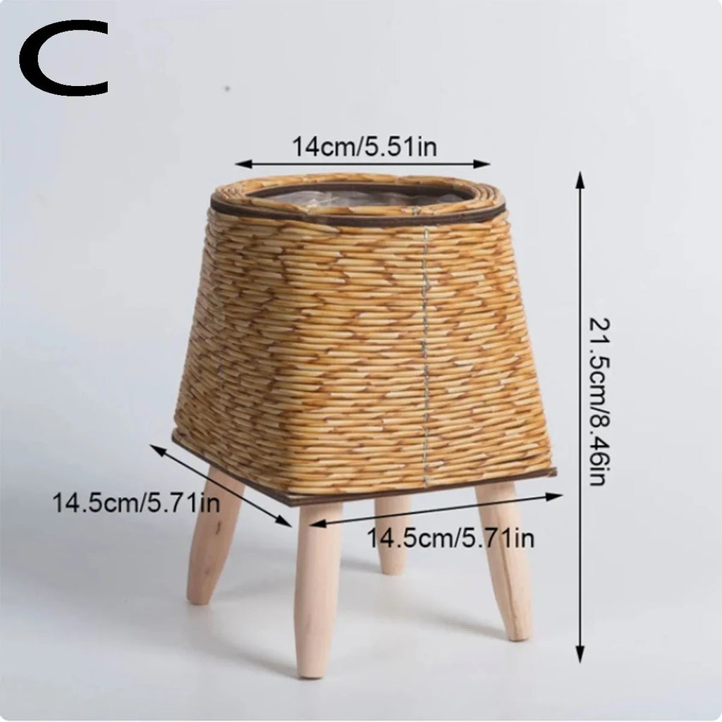 NEW Vine Weaving Flower Frame Triangle bracket flowerpot Desktop creative plant storage container Plant frame grass woven basin
