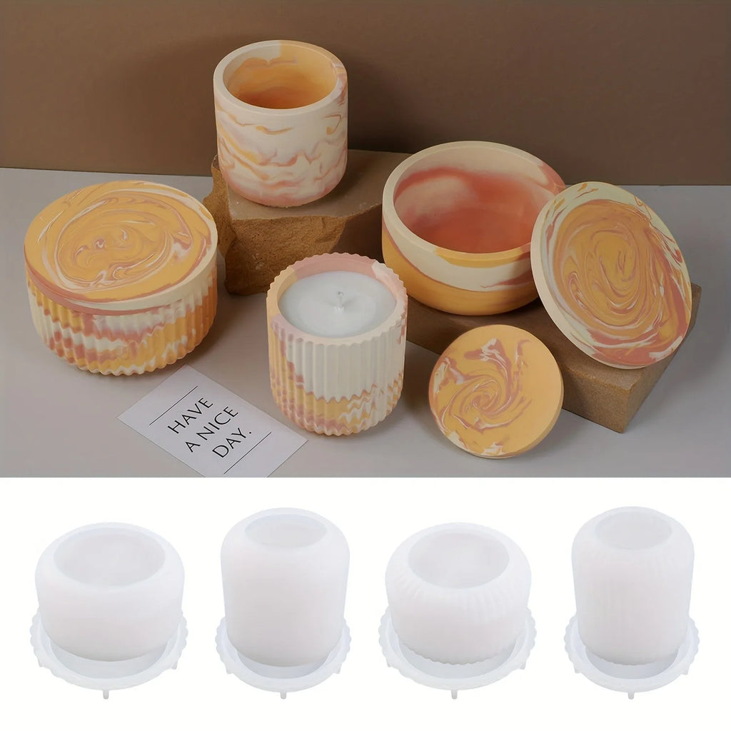 1pc Candle Jar Silicone Mold DIY Gypsum Cement Candle Mold For DIY Candle Holder Making Aromatherapy Candle Storage Jar Making