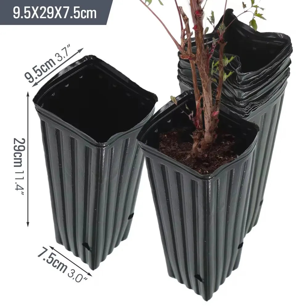 Square Tree Pot with Drainage Holes Starting Pots for Indoor Outdoor Plastic Deep Nursery Treepots Seedling Flower Plant Contain