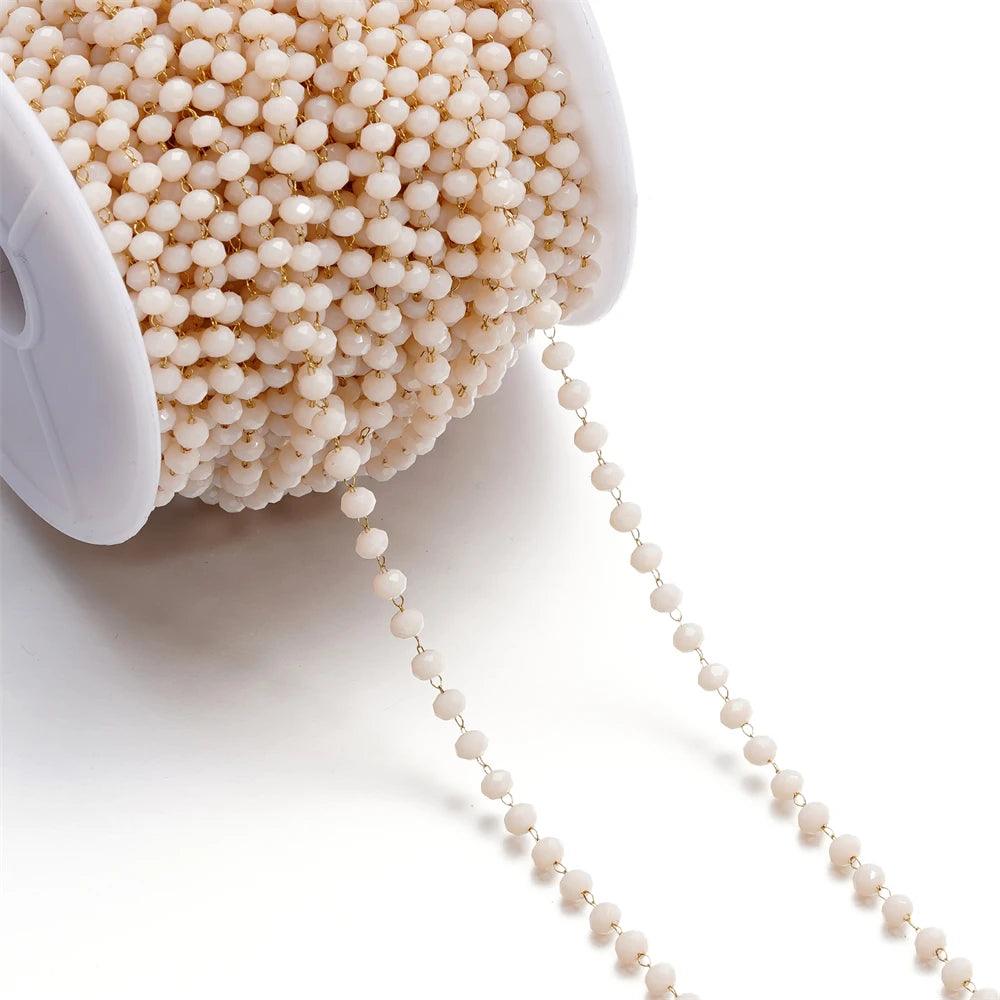 1meter/pack Stainless Steel Gold Crystal Beads Necklace Charm Chains for DIY Jewelry Making Components Crafts Accessories