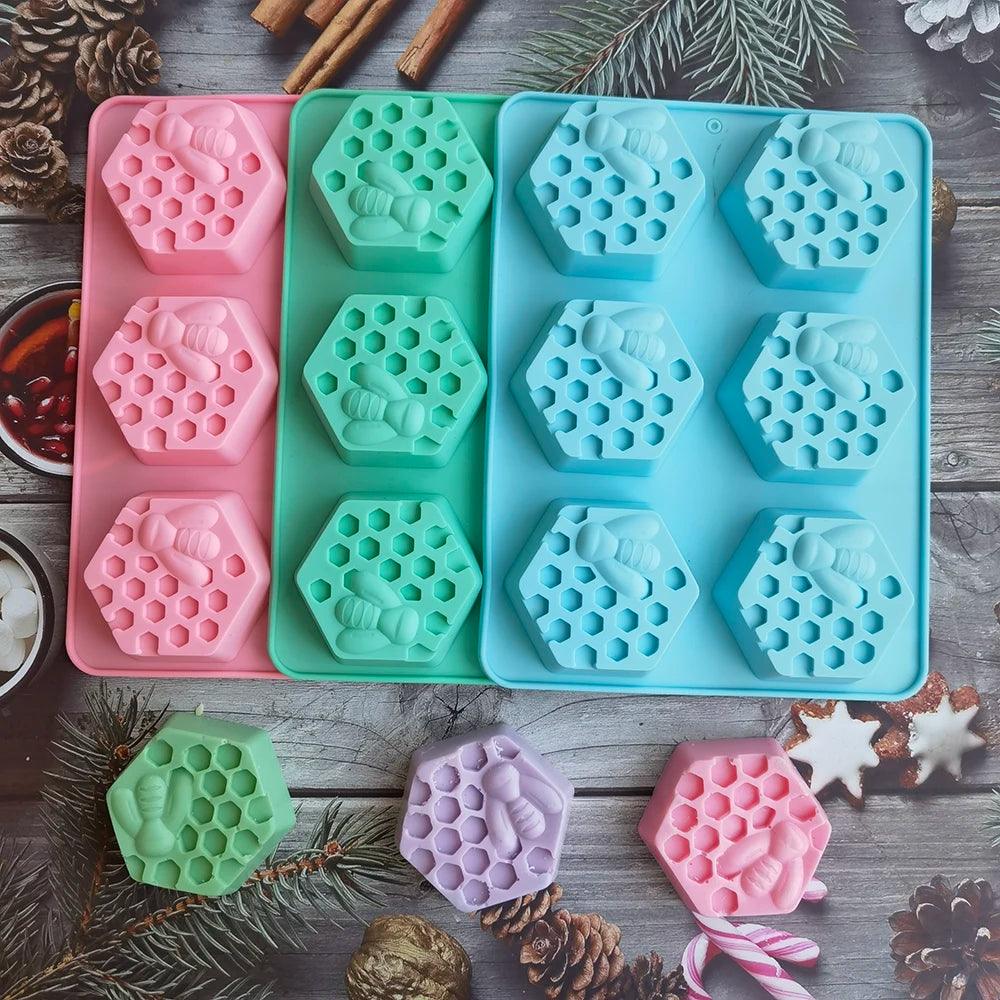 Silicone Hexagonal Bee Soap Mold for Handmade DIY Clay Wax Sheets  Easy Release Non-Stick Plaster Craft Candle Making Mould