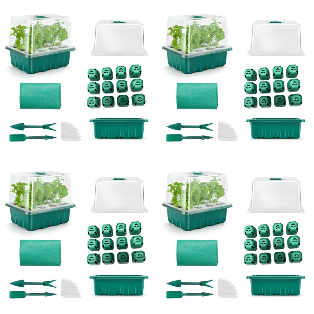 12 Holes Seed Starter Tray Soft Silicone Seedling Dish Breathable Reusable Thickening Plant Growth Tray Box for Indoor Garden