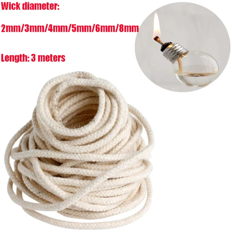 Alcohol wick rope cotton with a length of 3meter and diameter of 2-8mm, used for the manufacture of laboratory teaching equipmen