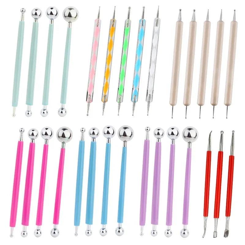 KRABALL For Embossing Pattern Point Drill Creasing Pen With DIY Ball Styluses Tools Spiral Double Head Clay Sculpting Tools