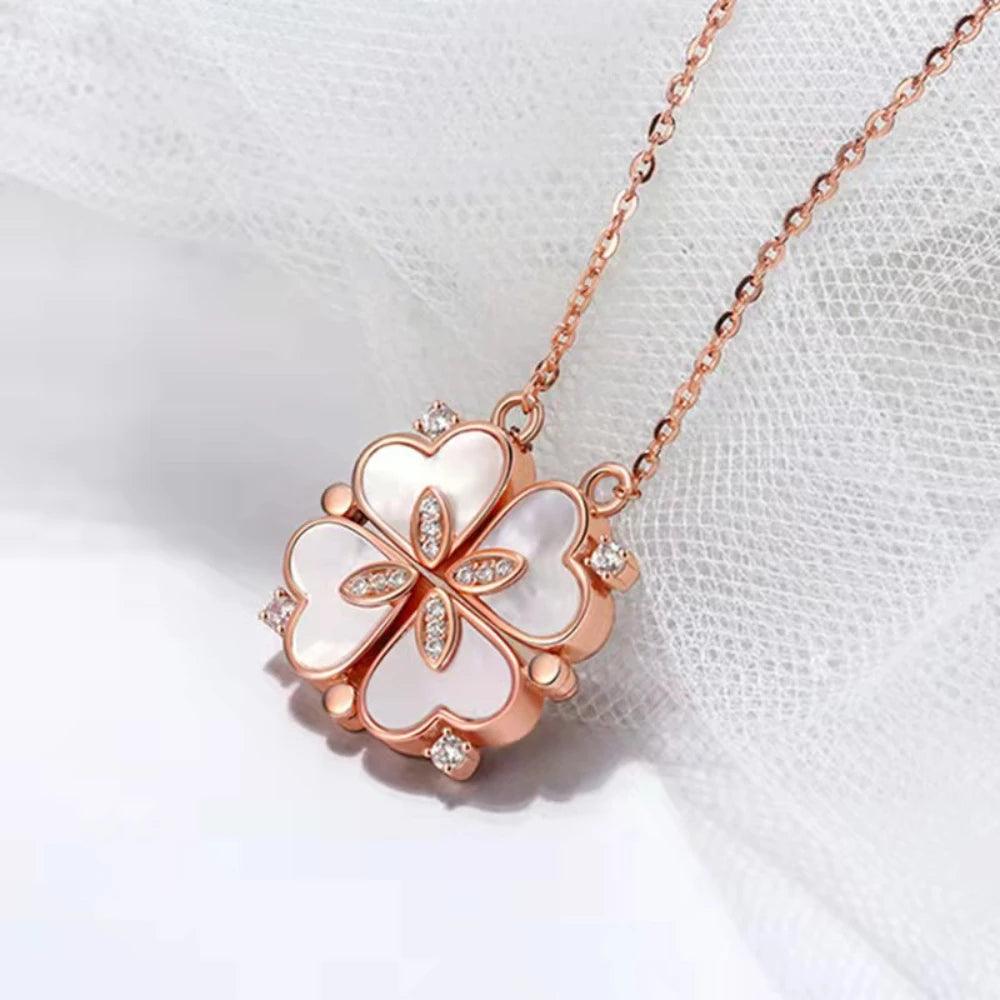 Love Magnetic Pendant Necklace Ladies Clover Necklace Heart Shaped Clover Necklace Lucky 4 In 1 Love Pendant Jewelry Gift
