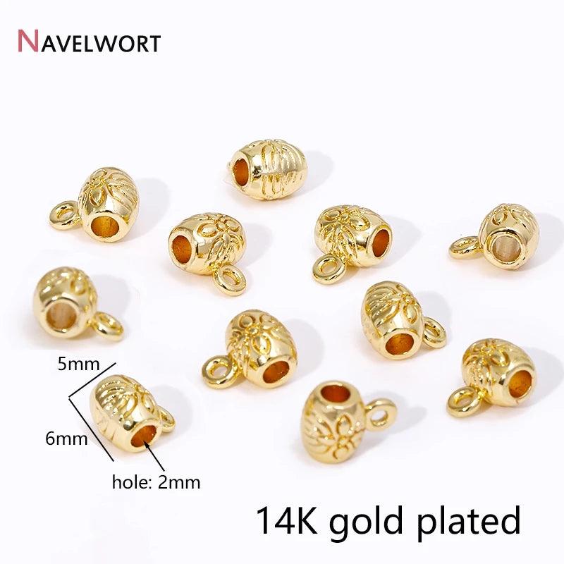 18K Gold Plated Tube Pendant Bail With Perpendicular Ring,Bailes For Jewelry,Brass Pendant Bail Connector,SupplIes For Jewelry
