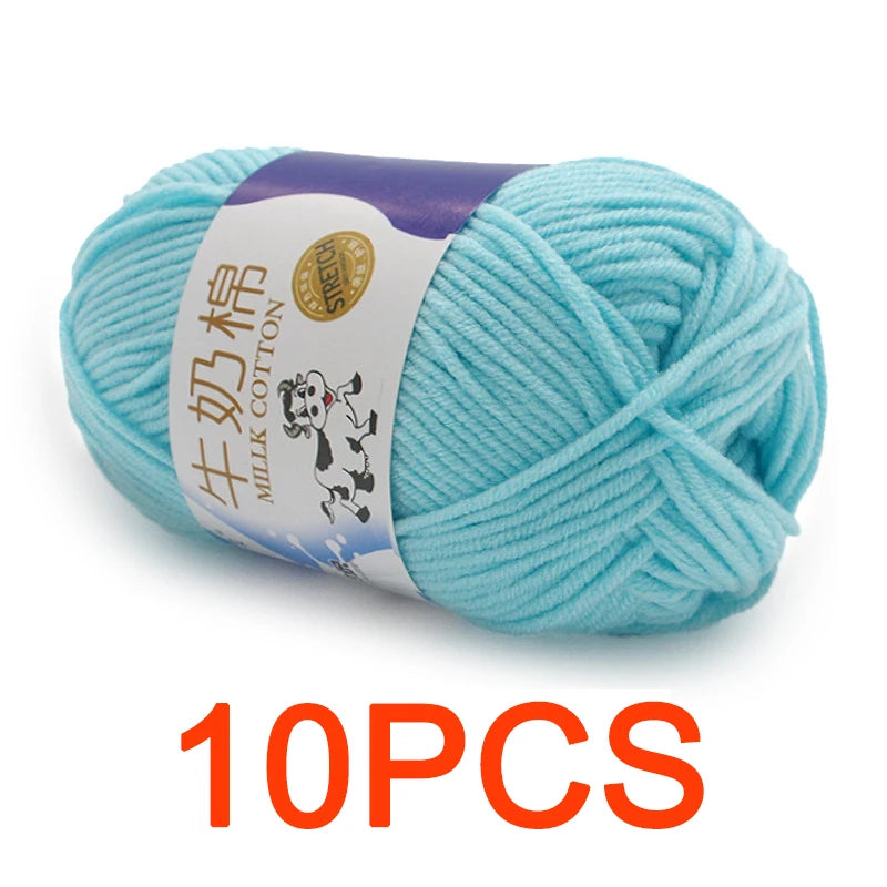 10 Pieces Milk Cotton Knitting Yarn Soft Warm Yarn for Hand Knitting and Crochet Projects