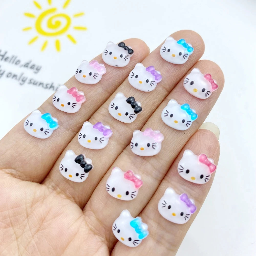 50Pcs New Cute Resin 8*9mm Mini Cat Flat Back Free Shipping Ornament Jewelry Making Manicure Hairwear Accessories