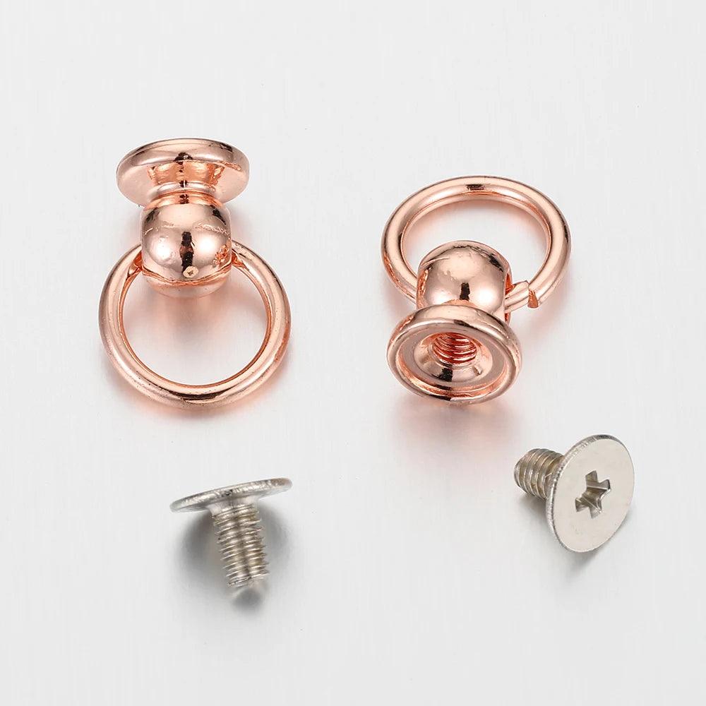 20set Metal Ball Post with O Ring Studs Rivets Nail Screw Back Round Head Spot Spikes Leather Craft Phone Case Decor Accessories