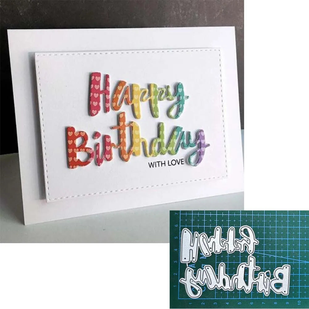 Metal Cutting Dies Happy Birthday Mold Scrapbooking Decoration Paper Knife Mould Blade Punch Template Embossing Stencils