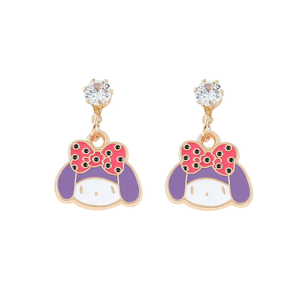 Sanrio Hello Kitty Earrings Stud Women Cute Kuromi Dangle Earrings Girl Cinnamoroll Melody Accessory Kids Xmas Gift