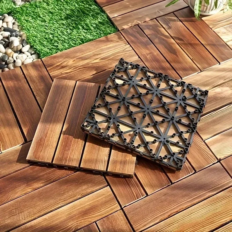 1-10pcs 11.8 * 11.8 inches, 11pcs per square meter, carbonized thickened anti-corrosion wood flooring, handmade DIY pineapple gr