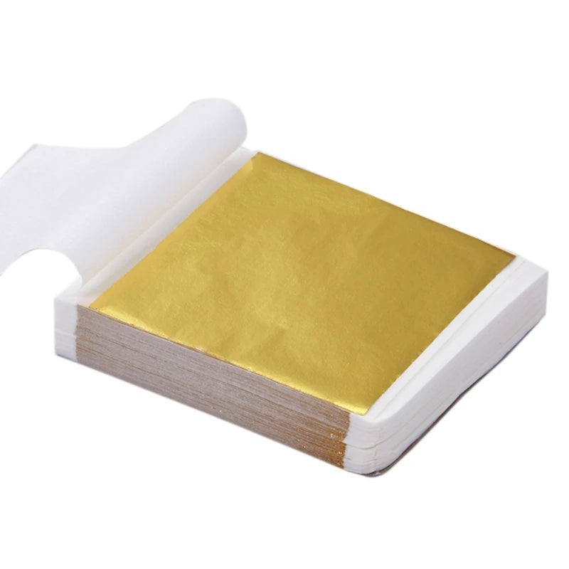 50PCS 9x9cm Practical K Pure Shiny Gold Leaf for Gilding Funiture Lines Wall Crafts Handicrafts Gilding Decoration