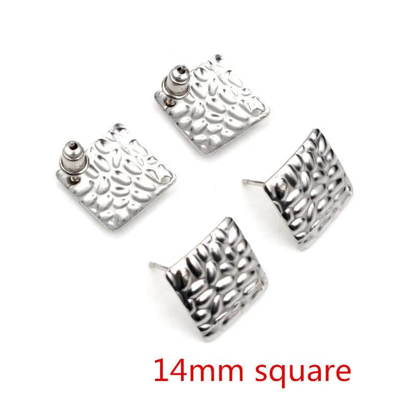 20pcs 316L Stainless Steel Geometric Earring Stud Posts Connector Fashion Styles DIY Jewelry Making Findings Accessories