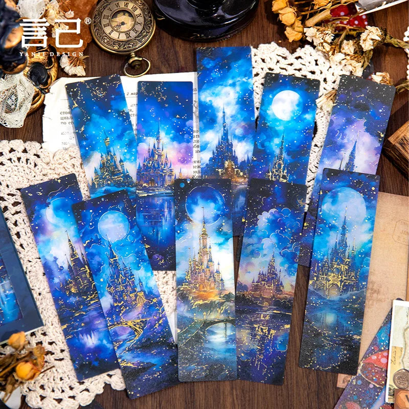 10 pcs INS Style Fantasy scenery bookmarks art students reading cards Scrapbooking Set